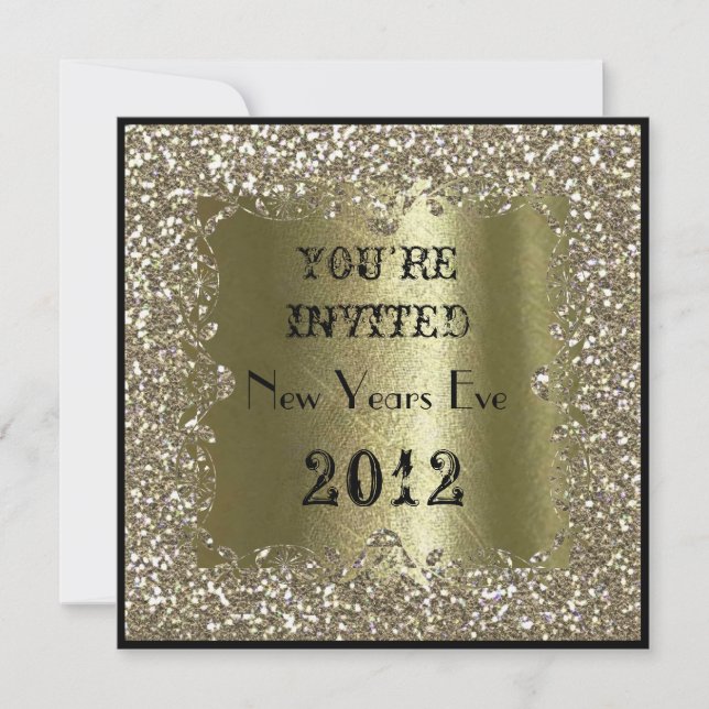 Invitation Gold Sparkle 2012 AUX NOUVELLES ANNÉES (Devant)