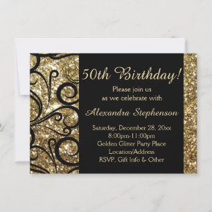 Invitation Gold Sparkle 50e anniversaire de fête de l'hiver