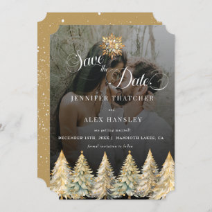 Invitation Gold Sparkle Noel Mariage Enregistrer la date