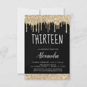 Invitation Gold Sparkle Parties scintillant 13e Treize Annive