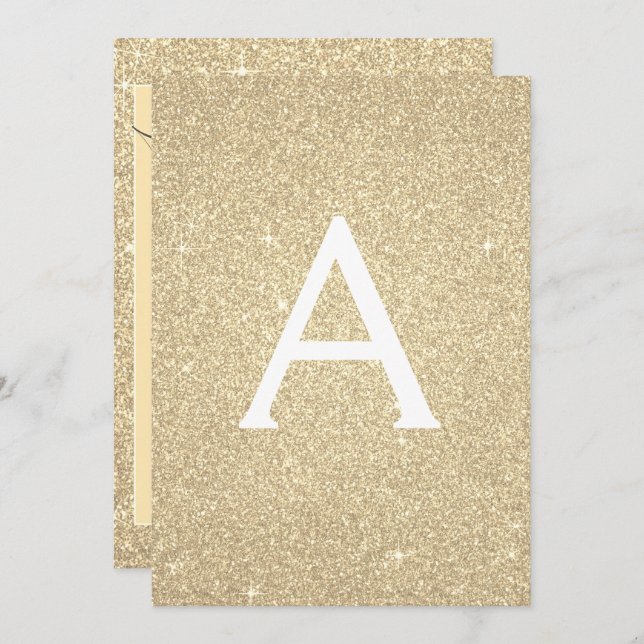 Invitation Gold Sparkle Parties scintillant 13e Treize Annive (Devant / Derrière)