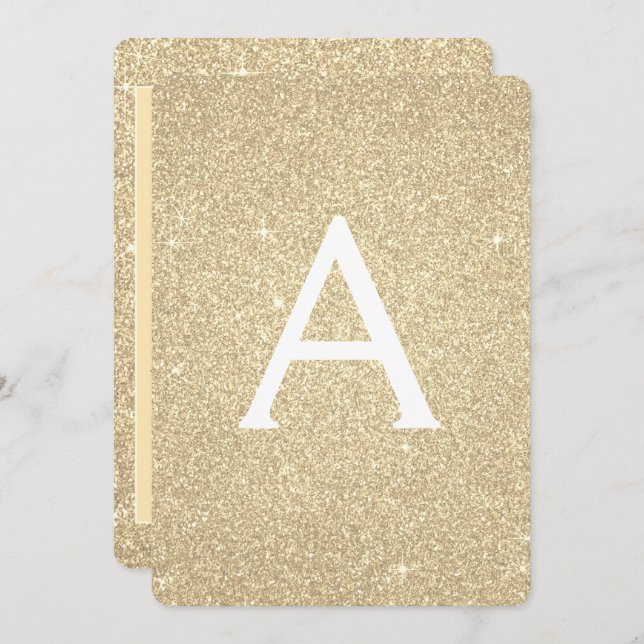 Invitation Gold Sparkle Parties scintillant Fille fête d'anni (Devant / Derrière)