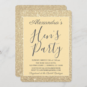 Invitation Gold Sparkle Parties scintillant Hen's Party