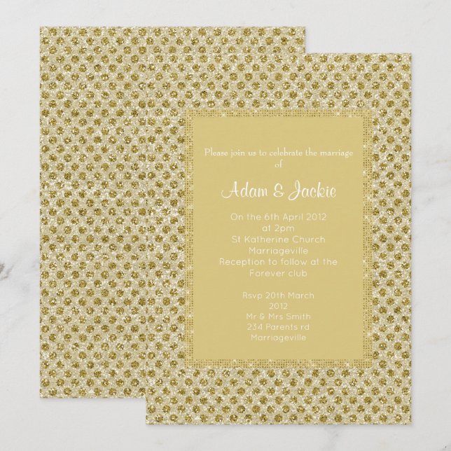 INVITATION GOLD SPOT ÉLÉGANT MARIAGE (Devant / Derrière)