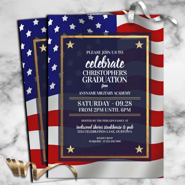 Invitation Gold Star Académie militaire Graudation Party (Créateur téléchargé)