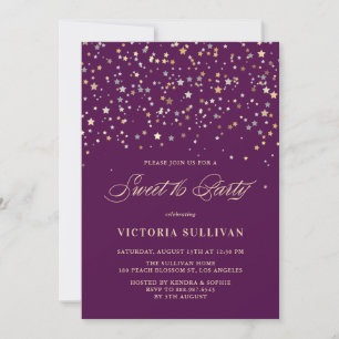 Invitation Gold Star Confetti Sweet sixteen Party