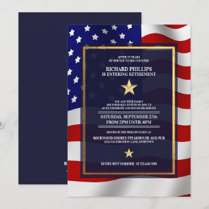 Invitation Gold Star US Flag Parti de retraite militaire