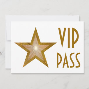 Invitation Gold Star 'VIP PASS' blanc horizontal