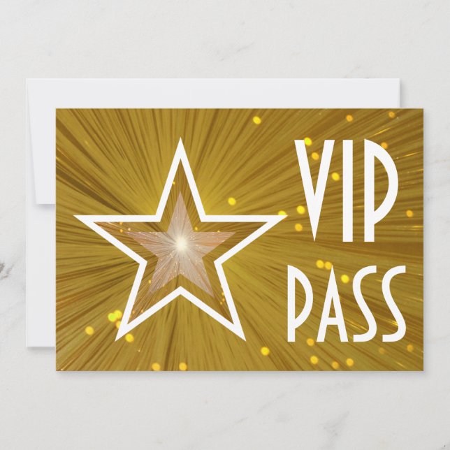 Invitation Gold Star 'VIP PASS' horizontal recto blanc (Devant)