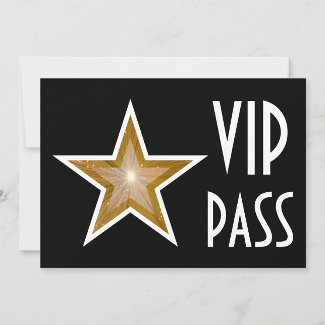 Invitation Gold Star 'VIP PASS' noir horizontal (Devant)