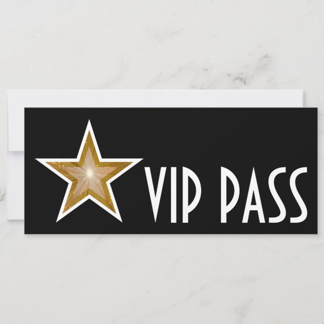Invitation Gold Star 'VIP PASS' noir long (Devant)