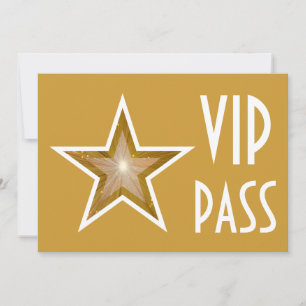 Invitation Gold Star 'VIP PASS' or horizontal