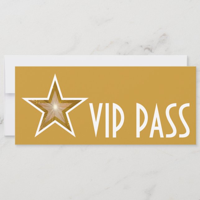 Invitation Gold Star 'VIP PASS' or long (Devant)