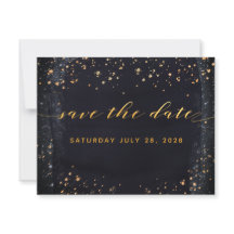 Gold Starry Night Wedding Enregistrer La Date Invi
