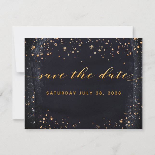 Invitation Gold Starry Night Wedding Enregistrer La Date Invi (Devant)