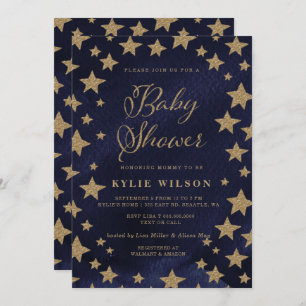Invitation Gold Stars Celestial Genre Baby shower neutre