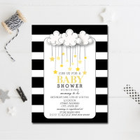 Gold Stars Nuage Noir + Blanc Baby shower Neutre