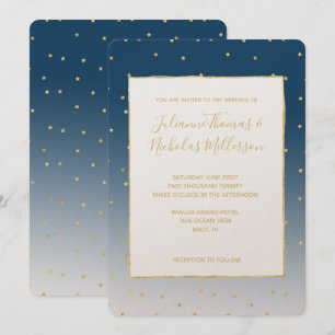 Invitation Gold Stars Sky Shine Bright Ombre Mariage