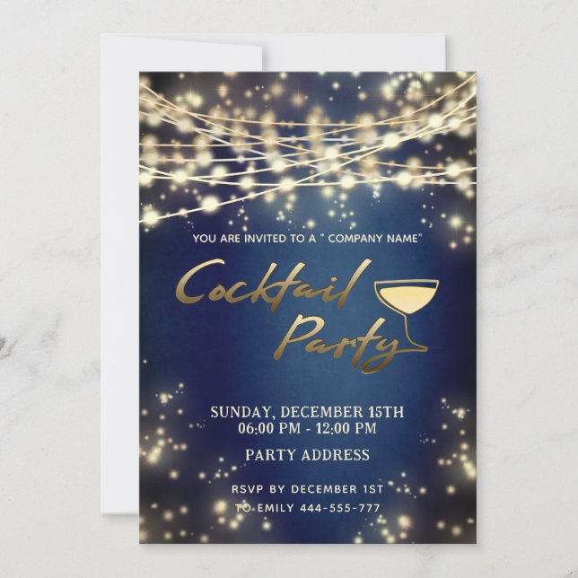 Invitation Gold string lumières entreprise Cocktail party (Devant)