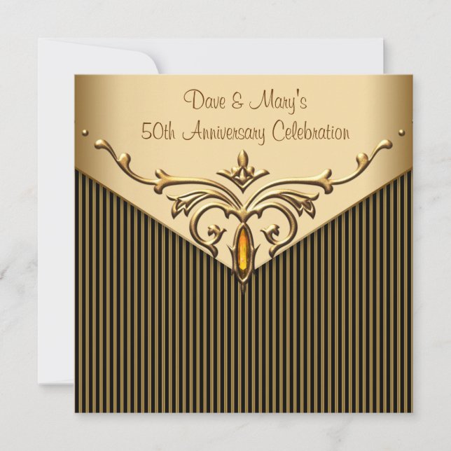 Invitation Gold Stripe Gold 50e anniversaire (Devant)
