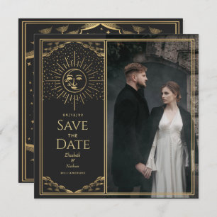 Invitation Gold Sun et Moon Tarot Card Photo Enregistrer la d