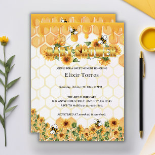 Invitation Gold Sunflower Honeycomb Honeybee Baby shower