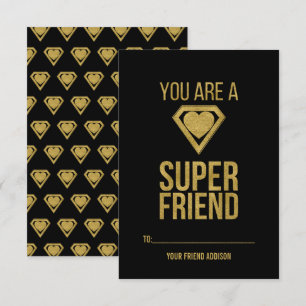 Invitation Gold Superhero Friend Classroom Valentine Card