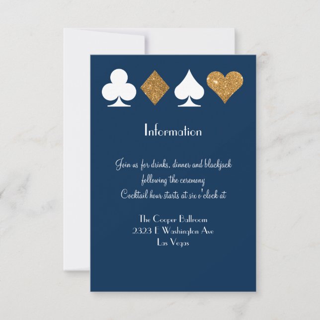 Invitation Gold sur Navy Blue Las Vegas Info Mariage Insérer (Devant)