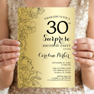 Invitation Gold Surprise 30th Birthday Party