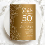 Invitation Gold Surprise 50e anniversaire<br><div class="desc">Gold Surprise 50th Birthday Party Invitation. Conception de glam féminine avec fausse feuille d'or,  accents botaniques et police de script de typographie. Carte invitation florale simple parfaite pour une célébration anniversaire surprise femme élégante. Peut être customisé à n'importe quel âge. Imprimé Zazzle invitations ou télécharger instantanément le modèle numérique.</div>