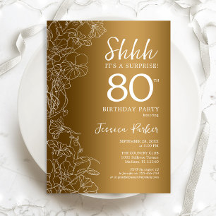 Invitation Gold Surprise 80e anniversaire