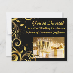 Invitation Gold Swirl 40e anniversaire