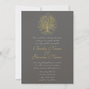 Invitation Gold Swirl Tree Roots of Love Wedding Invite #4