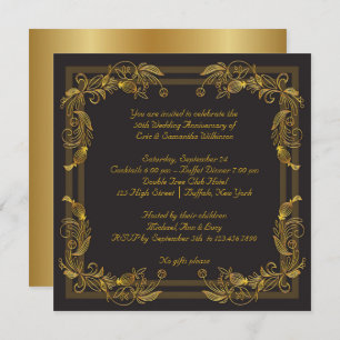 Invitation Gold Swirls 50e fête Mariage Anniversaire