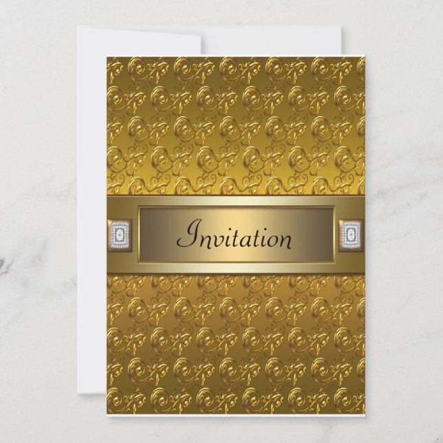 Invitation Gold Swirls Gold All Occasion Party Modèle (Devant)