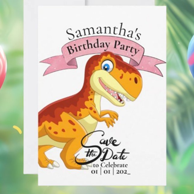 Invitation Gold T Rex, fille d'anniversaire (Gold T Rex Happy Birthday  Invitation – Roar with Fun!)