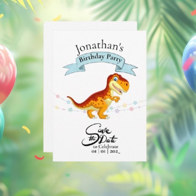 Invitation Gold T Rex, Joyeux garçon d'anniversaire (Gold T Rex Happy Birthday Boy Invitation – Roar into Fun!)