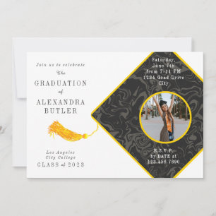 Invitation Gold Tassel Class of 2023 Photo Script Graduation