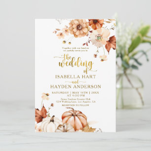 Invitation Gold Terracotta rouille Floral Russe Mariage