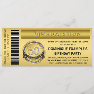 Invitation Gold Ticket VIP 50e anniversaire