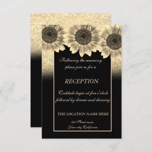 Invitation Gold, Tournesols, Parties scintillant mariage réce