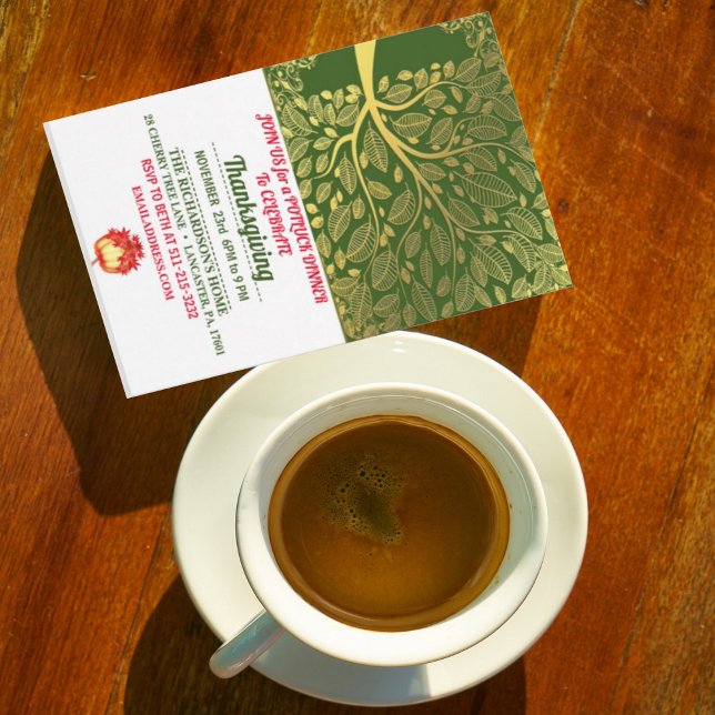Invitation Gold Tree Of Life Fall Citrouille Thanksgiving Dîn (Créateur téléchargé)