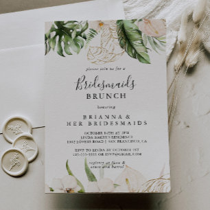 Invitation Gold Tropical Foliage Bridesservatrices Brunch Sho