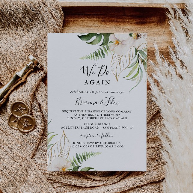 Invitation Gold Tropical Foliing Nous Réagissons Vow Renewal (Créateur téléchargé)