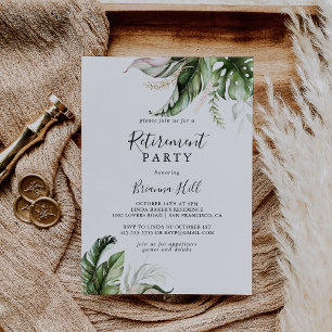 Invitation Gold Tropical Green Retraite Party