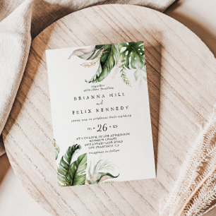 Invitation Gold Tropical Greenery Mariage Décontracté