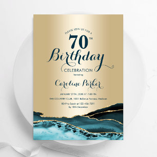Invitation Gold Turquoise Agate 70e anniversaire