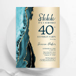 Invitation Gold Turquoise Agate Surprise 40e anniversaire<br><div class="desc">Turquoise et or agate surprise 40e anniversaire invitation de fête. Design élégant et moderne avec aquarelle agate marbre arrière - plan,  fausse parties scintillant or et typographie script de police. Carte invitation branchée parfaite pour une célébration anniversaire féminine élégante. Invitations Zazzle imprimées ou téléchargement instantané modèle imprimable numérique.</div>