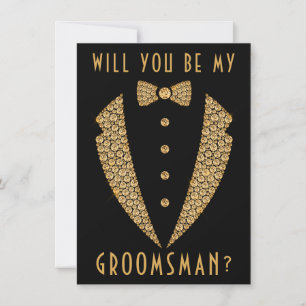 Invitation Gold Tuxedo Serez-Vous Mon Groomsman