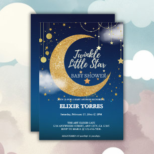 Invitation Gold Twinkle Little Star Dreamy Baby shower